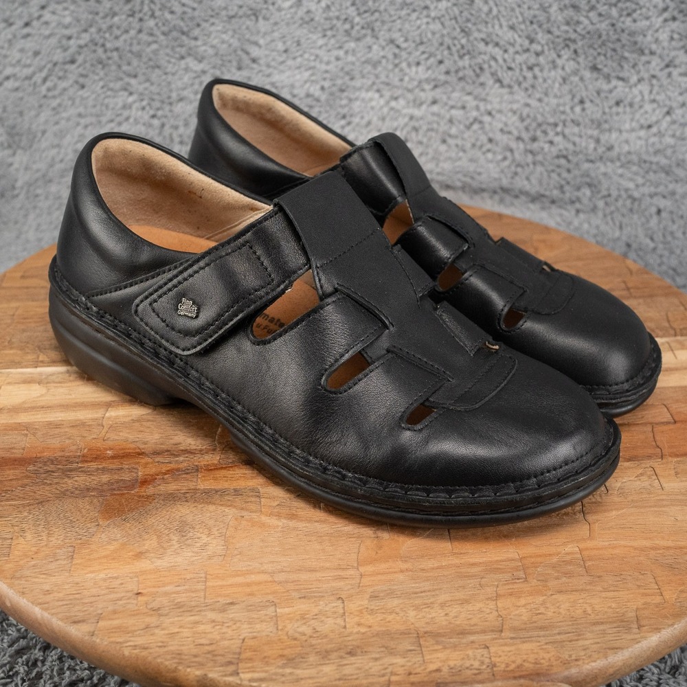 Finn Comfort Womens Quebec Nappa Black Fisherman Sandals Size EU 39 US 8-8.5